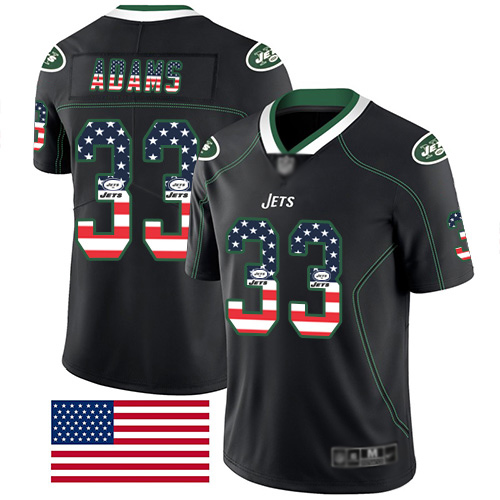 New York Jets Limited Black Men Jamal Adams Jersey NFL Football #33 Rush USA Flag->new york jets->NFL Jersey